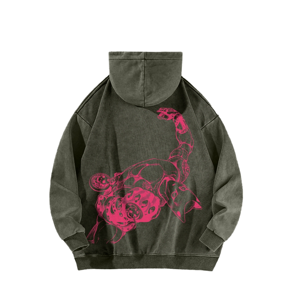 Jojo's Bizarre Adventure Killer Queen Casual Washed Hoodie 2505018567