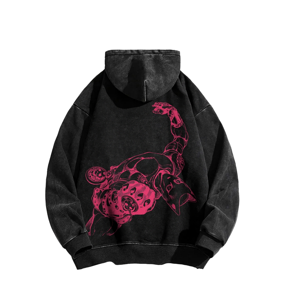 Jojo's Bizarre Adventure Killer Queen Casual Washed Hoodie 2505018567