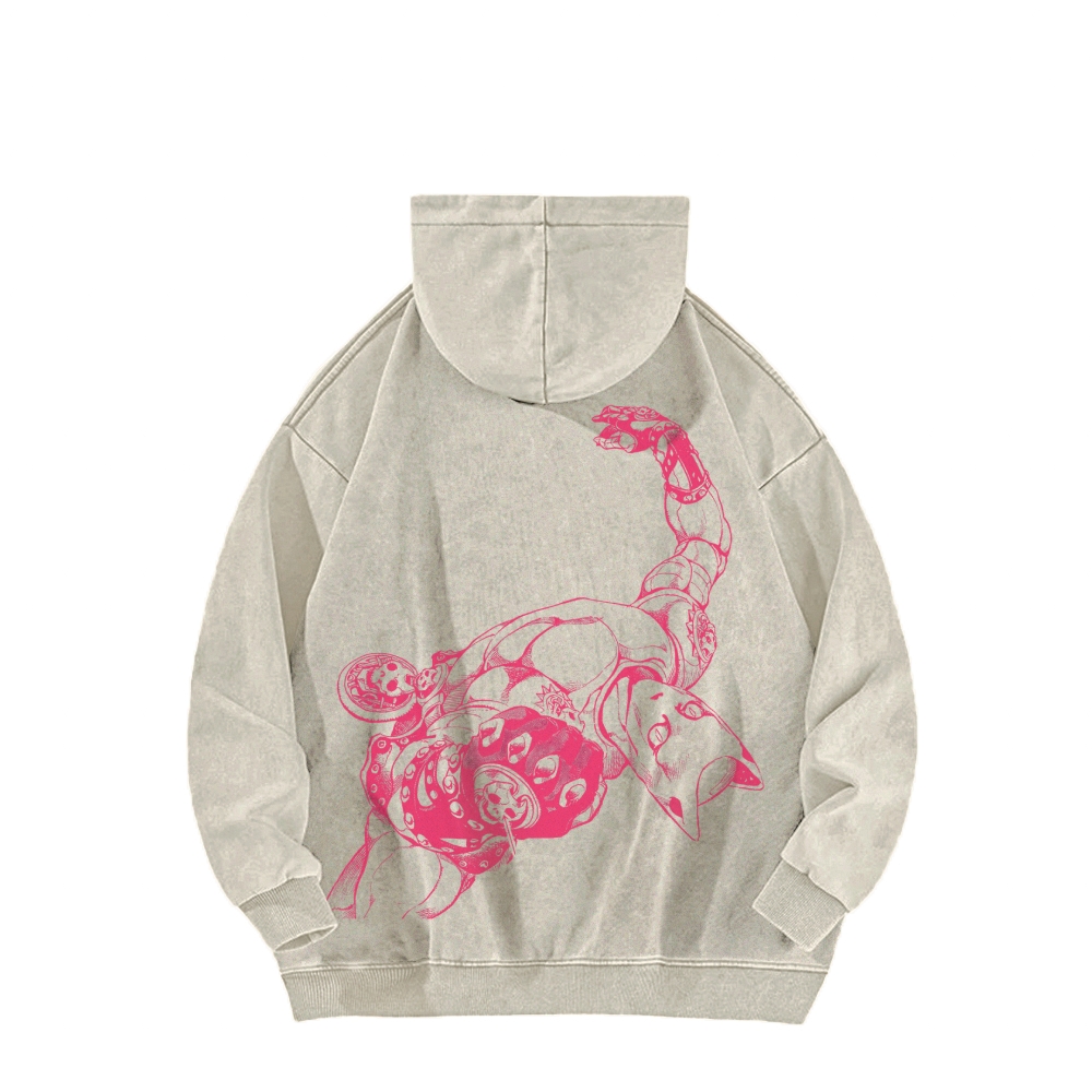 Jojo's Bizarre Adventure Killer Queen Casual Washed Hoodie 2505018567