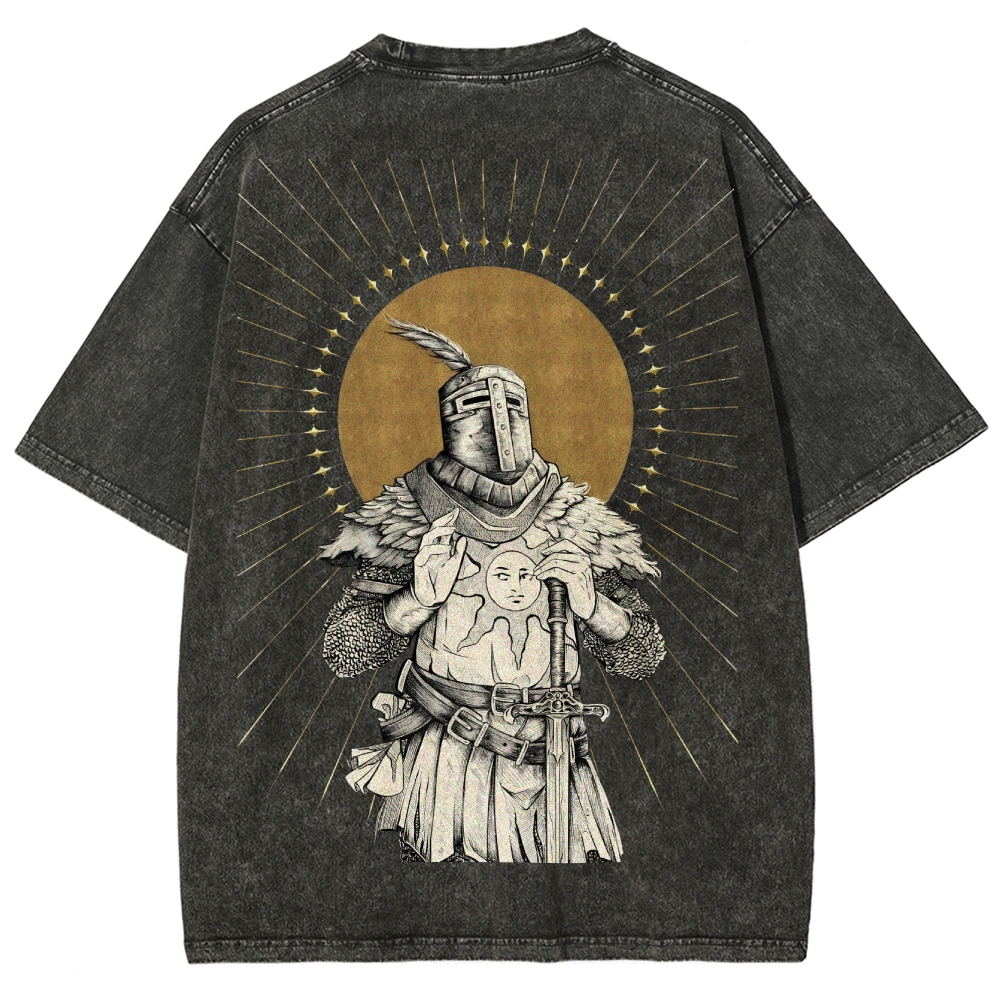 Dark Soul Sun Knight Unisex Fit Washed T-Shirt 2506014701