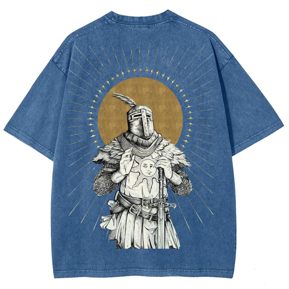 Dark Soul Sun Knight Unisex Fit Washed T-Shirt 2506014701