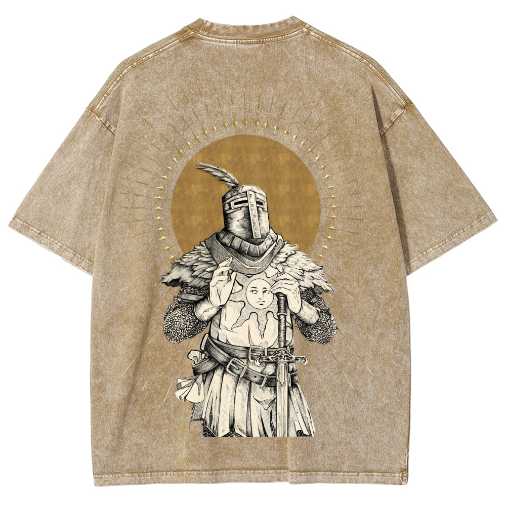 Dark Soul Sun Knight Unisex Fit Washed T-Shirt 2506014701