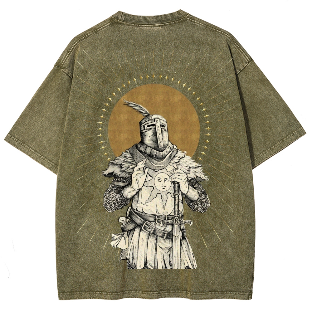 Dark Soul Sun Knight Unisex Fit Washed T-Shirt 2506014701