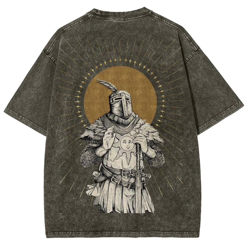 Dark Soul Sun Knight Unisex Fit Washed T-Shirt 2506014701