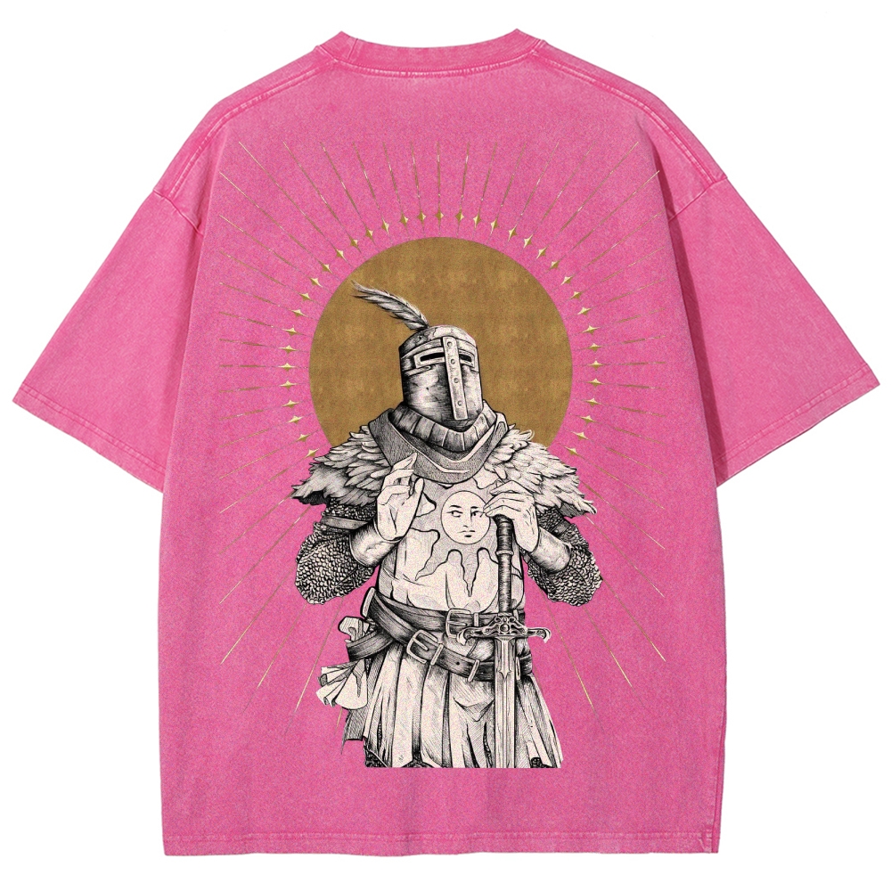 Dark Soul Sun Knight Unisex Fit Washed T-Shirt 2506014701