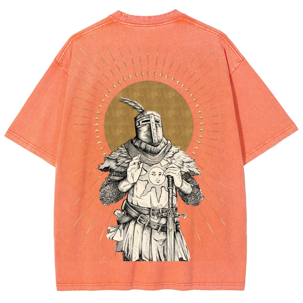 Dark Soul Sun Knight Unisex Fit Washed T-Shirt 2506014701