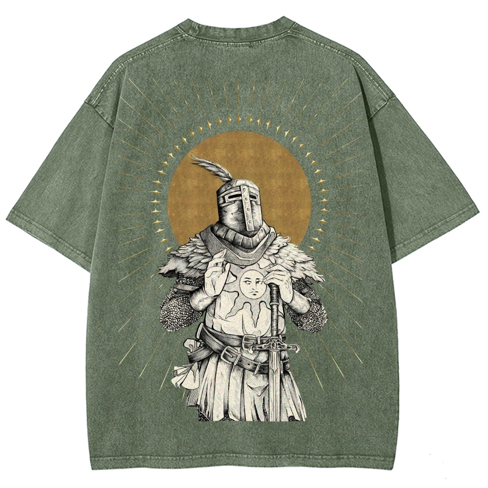 Dark Soul Sun Knight Unisex Fit Washed T-Shirt 2506014701