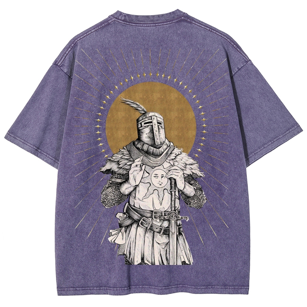 Dark Soul Sun Knight Unisex Fit Washed T-Shirt 2506014701