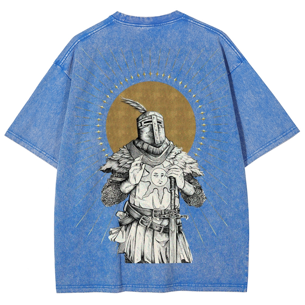 Dark Soul Sun Knight Unisex Fit Washed T-Shirt 2506014701