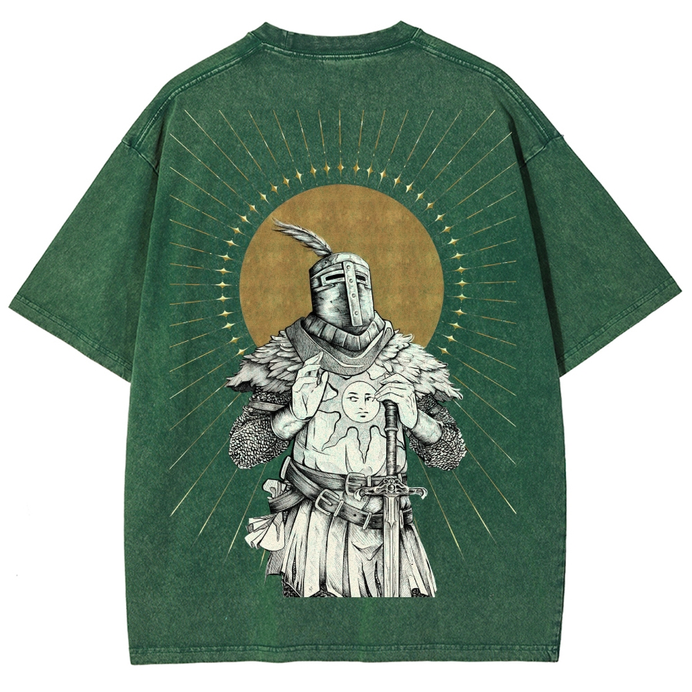 Dark Soul Sun Knight Unisex Fit Washed T-Shirt 2506014701