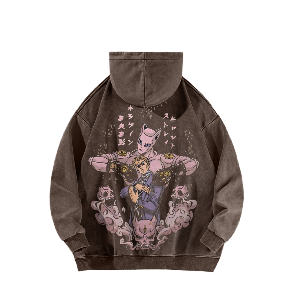 Jojo's Bizarre Adventure Killer Queen Casual Washed Hoodies 2506023248