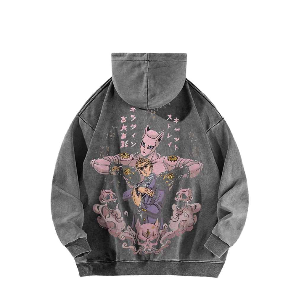 Jojo's Bizarre Adventure Killer Queen Casual Washed Hoodies 2506023248