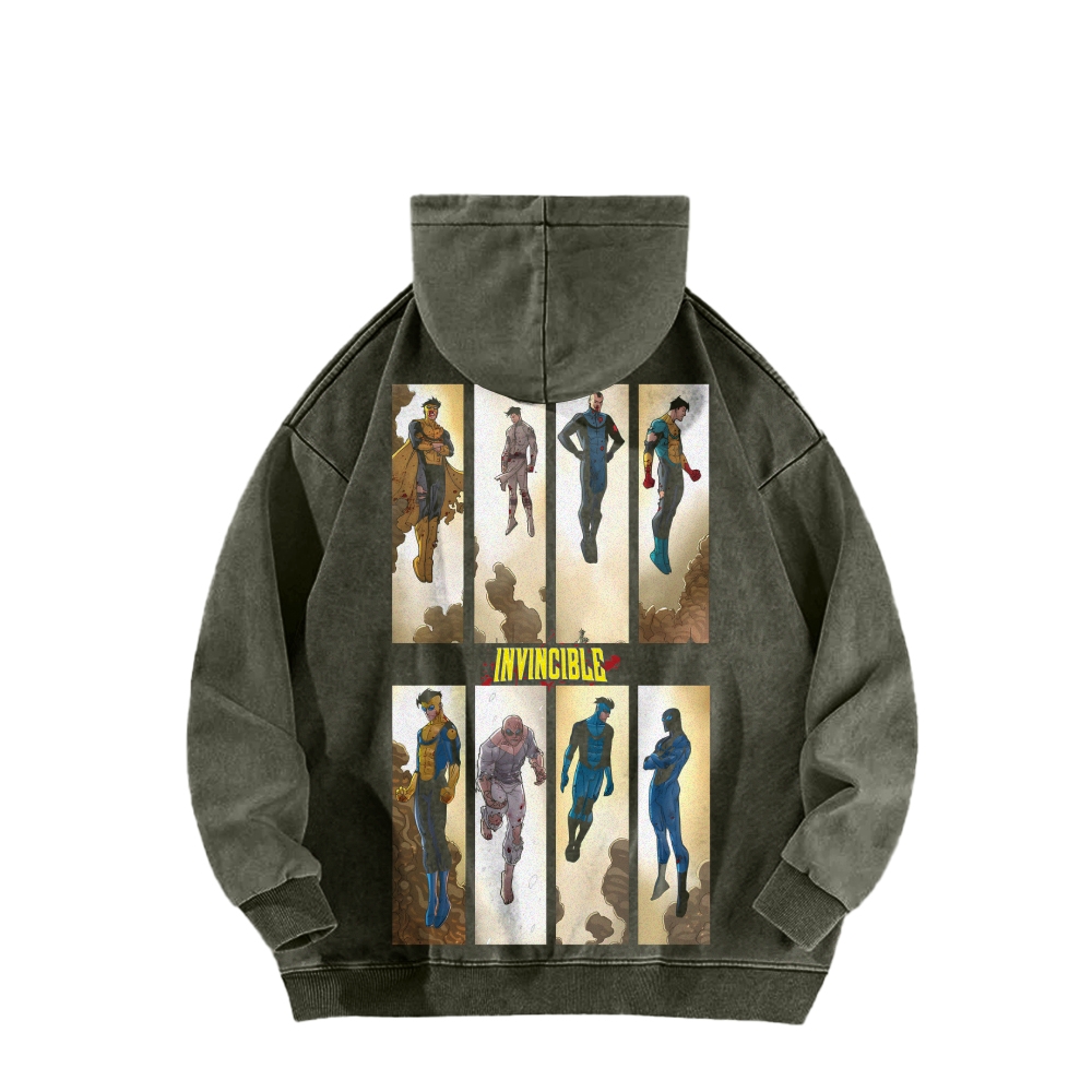 Invincible  Casual Washed Hoodies 2506023295