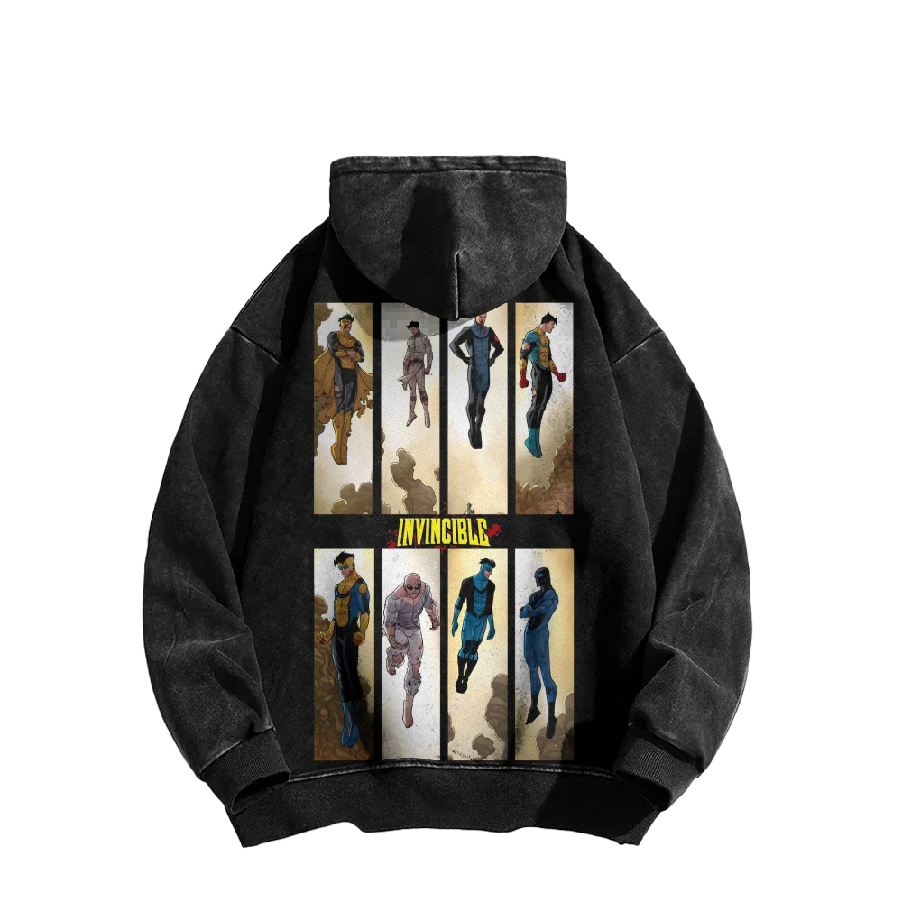 Invincible  Casual Washed Hoodies 2506023295