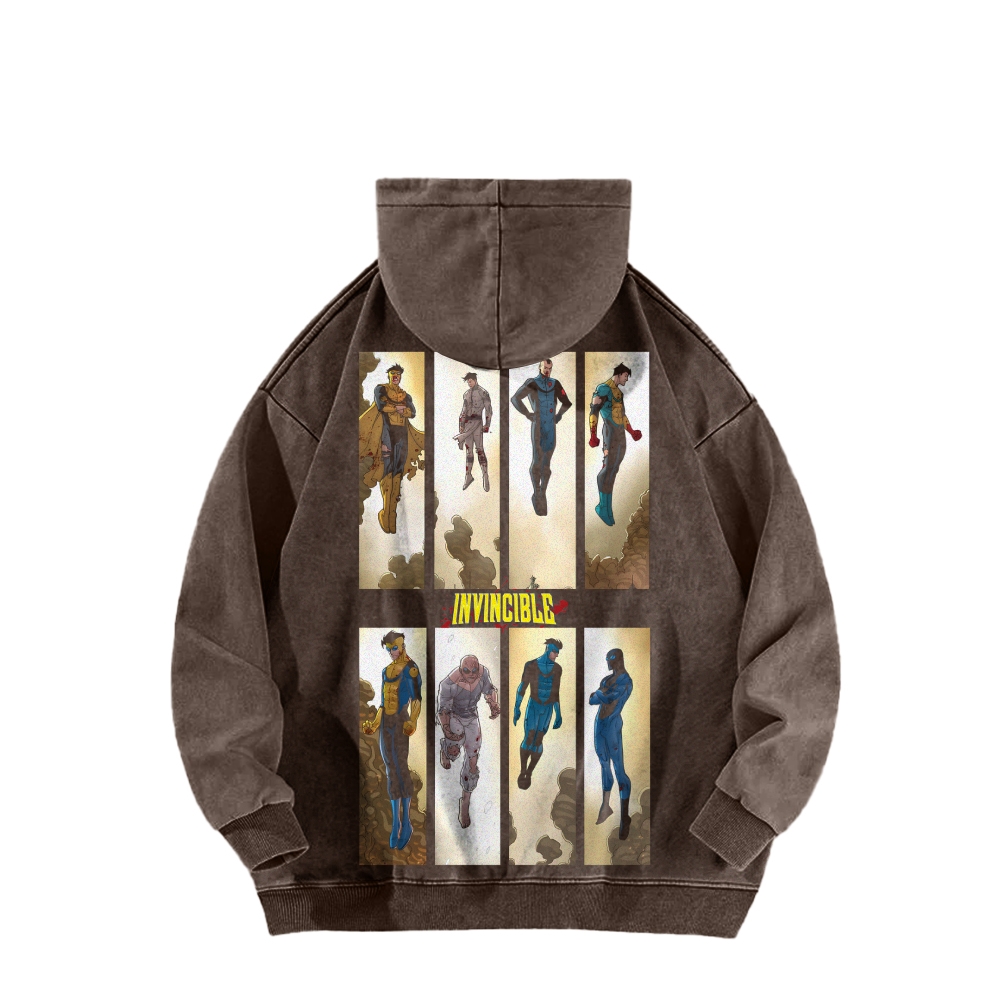 Invincible  Casual Washed Hoodies 2506023295