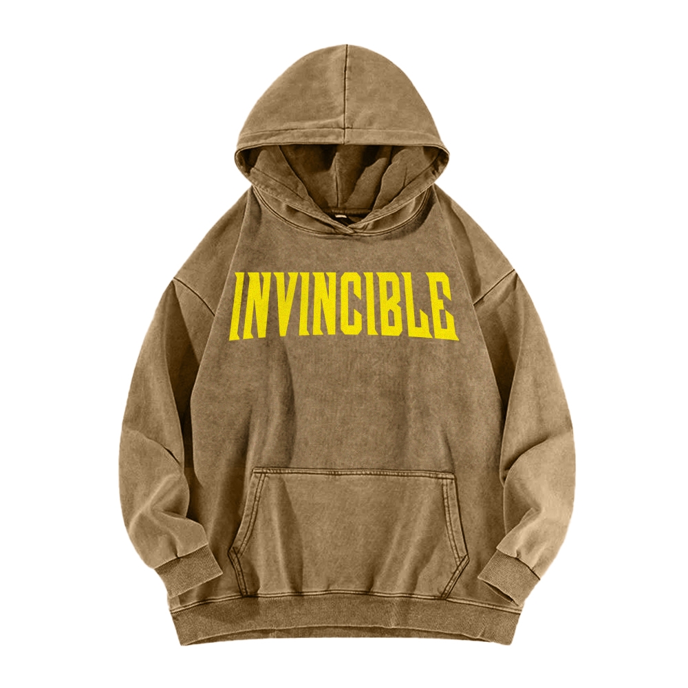 Invincible  Casual Washed Hoodies 2506023295