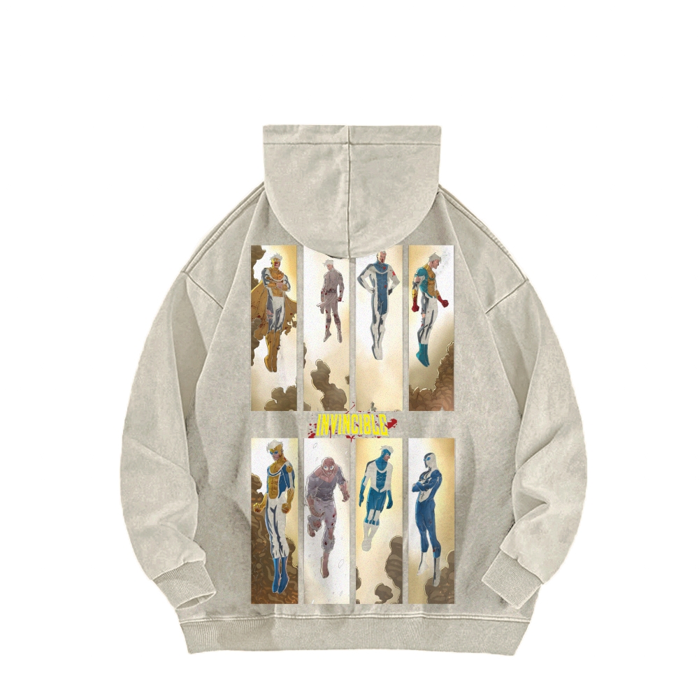 Invincible  Casual Washed Hoodies 2506023295