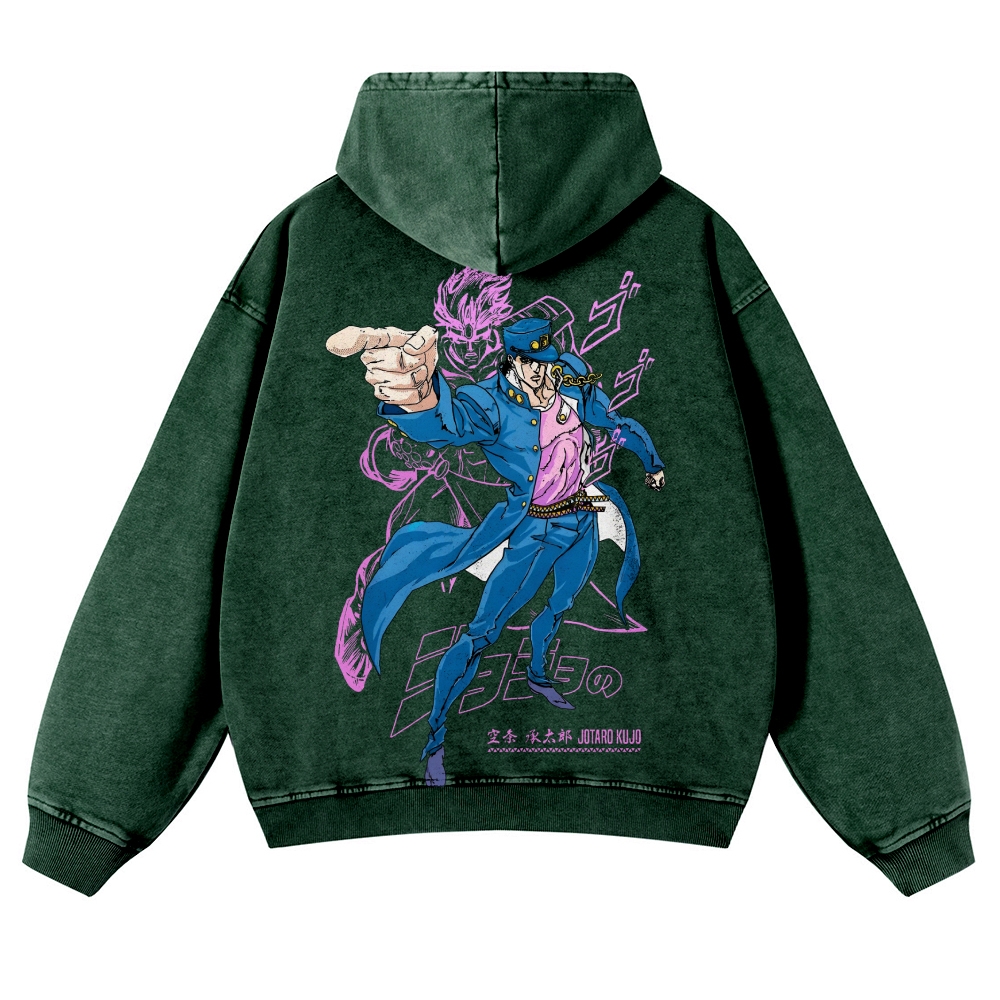 Jojo's Bizarre Adventure  Casual Washed Hoodies 2506023620