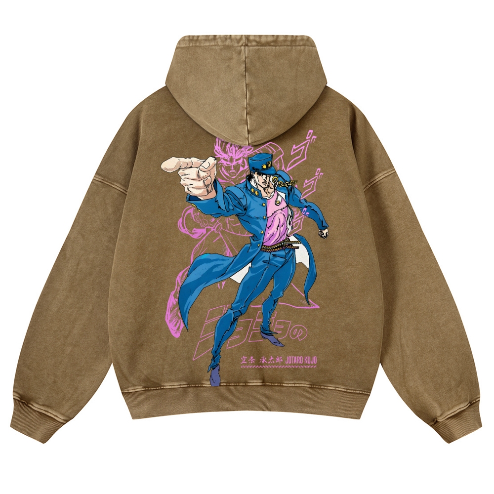 Jojo's Bizarre Adventure  Casual Washed Hoodies 2506023620