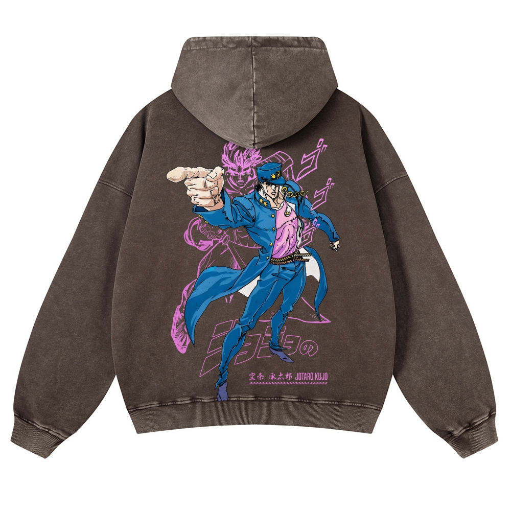 Jojo's Bizarre Adventure  Casual Washed Hoodies 2506023620