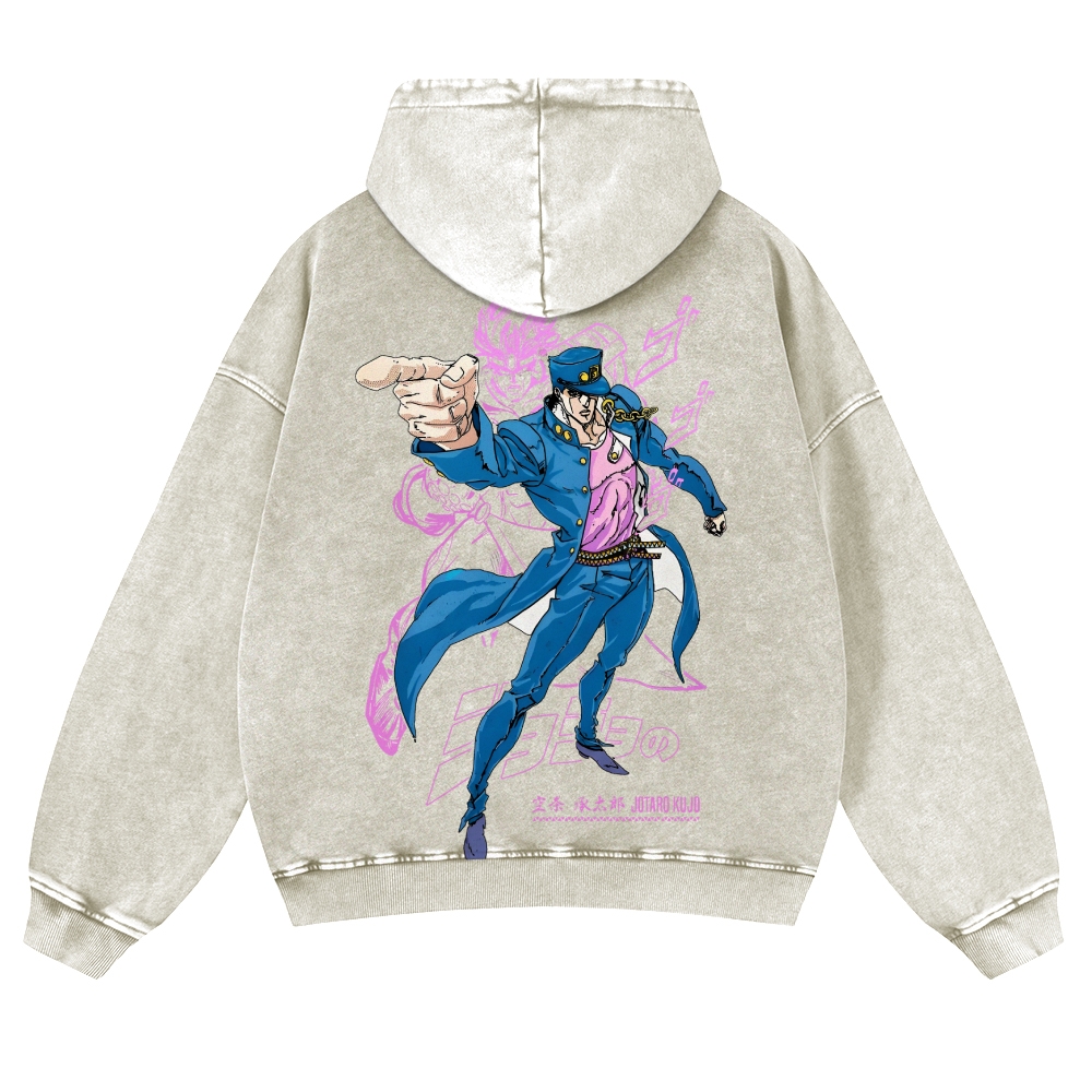 Jojo's Bizarre Adventure  Casual Washed Hoodies 2506023620