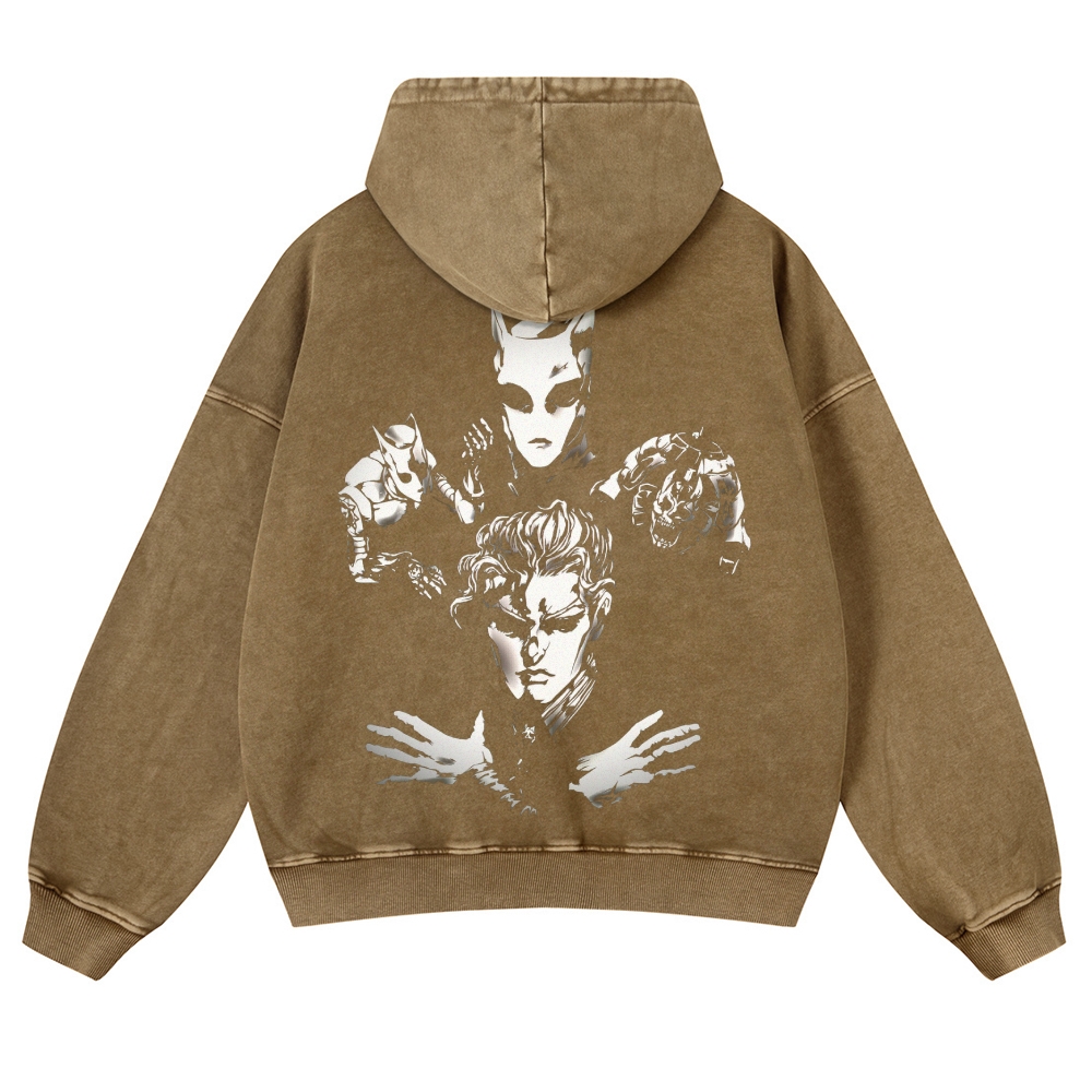 Yoshikage Kira Casual Washed Hoodies 2506023838