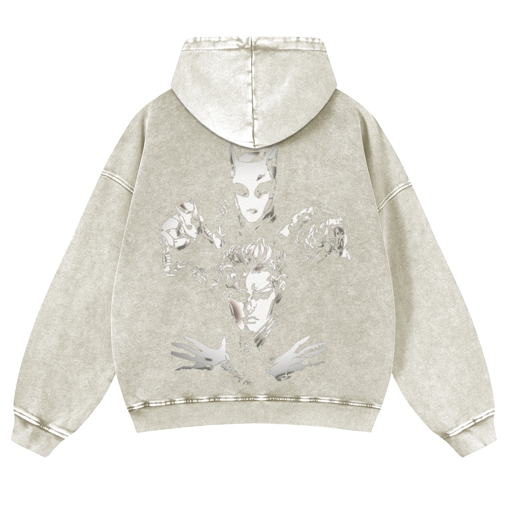 Yoshikage Kira Casual Washed Hoodies 2506023838