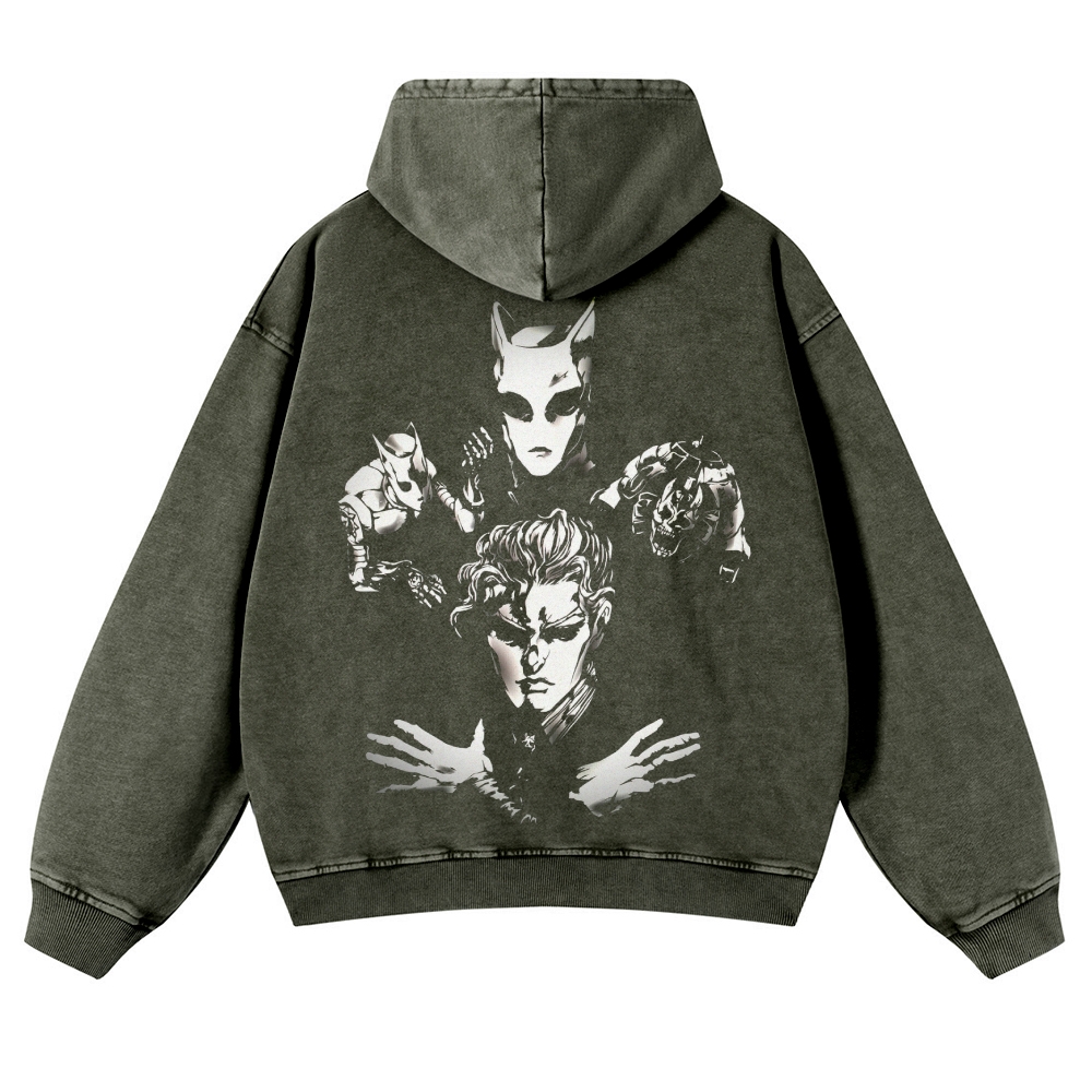 Yoshikage Kira Casual Washed Hoodies 2506023838