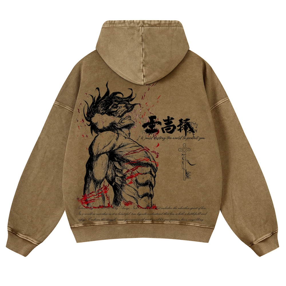 Attack on Titan Casual Washed Hoodies 2506023916