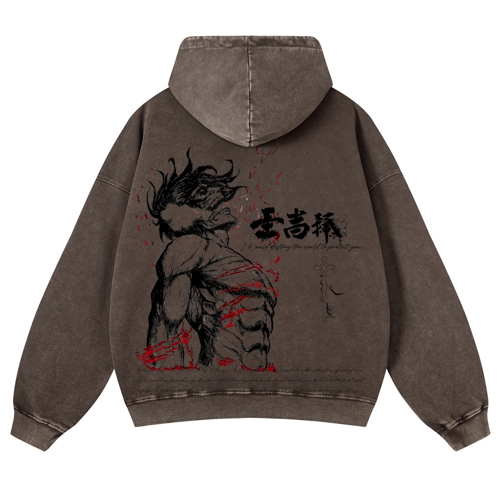 Attack on Titan Casual Washed Hoodies 2506023916