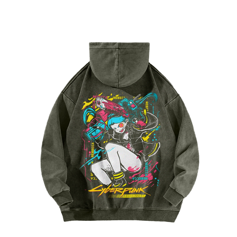 Cyberpunk: Edgerunners Casual Washed Hoodie 2507022448