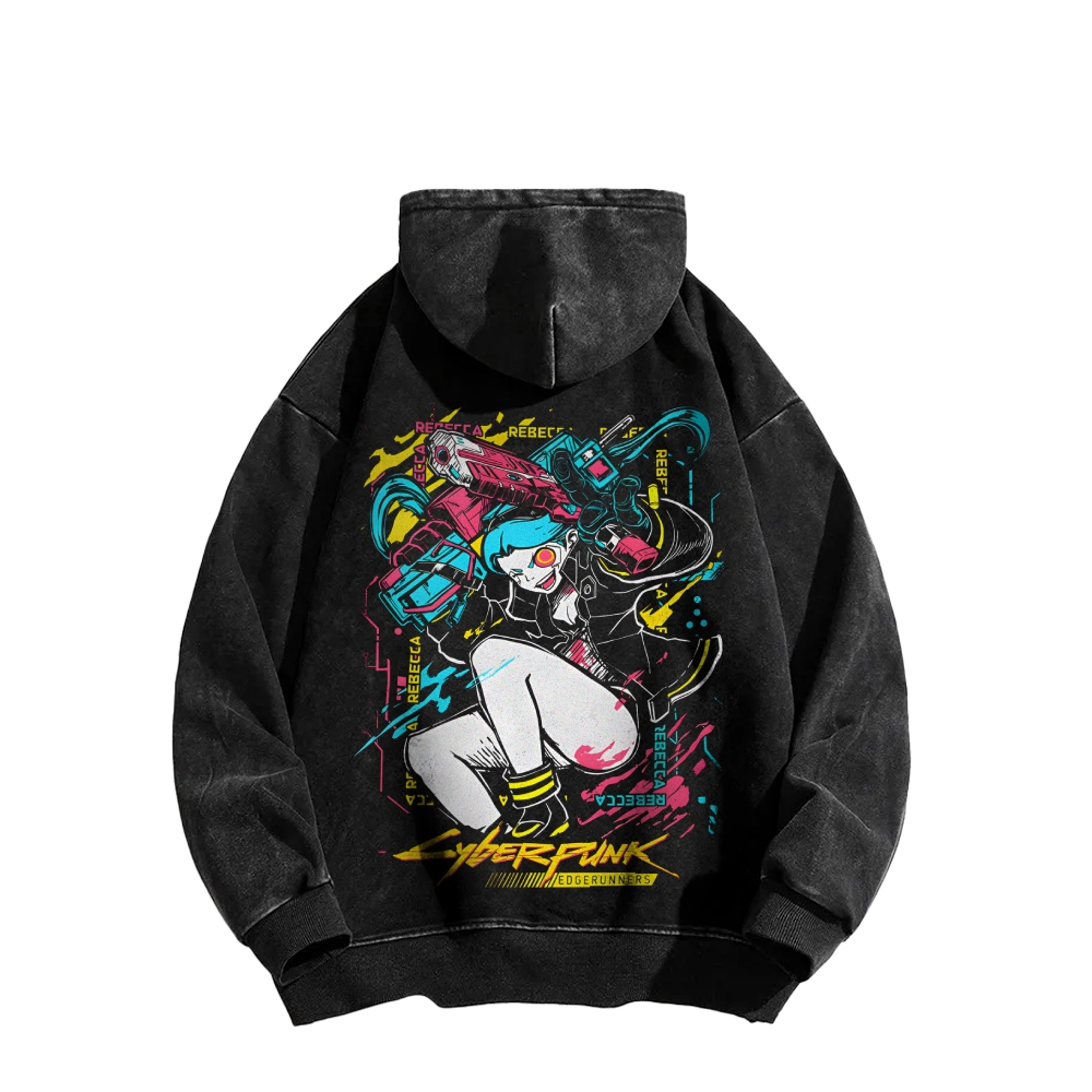 Cyberpunk: Edgerunners Casual Washed Hoodie 2507022448