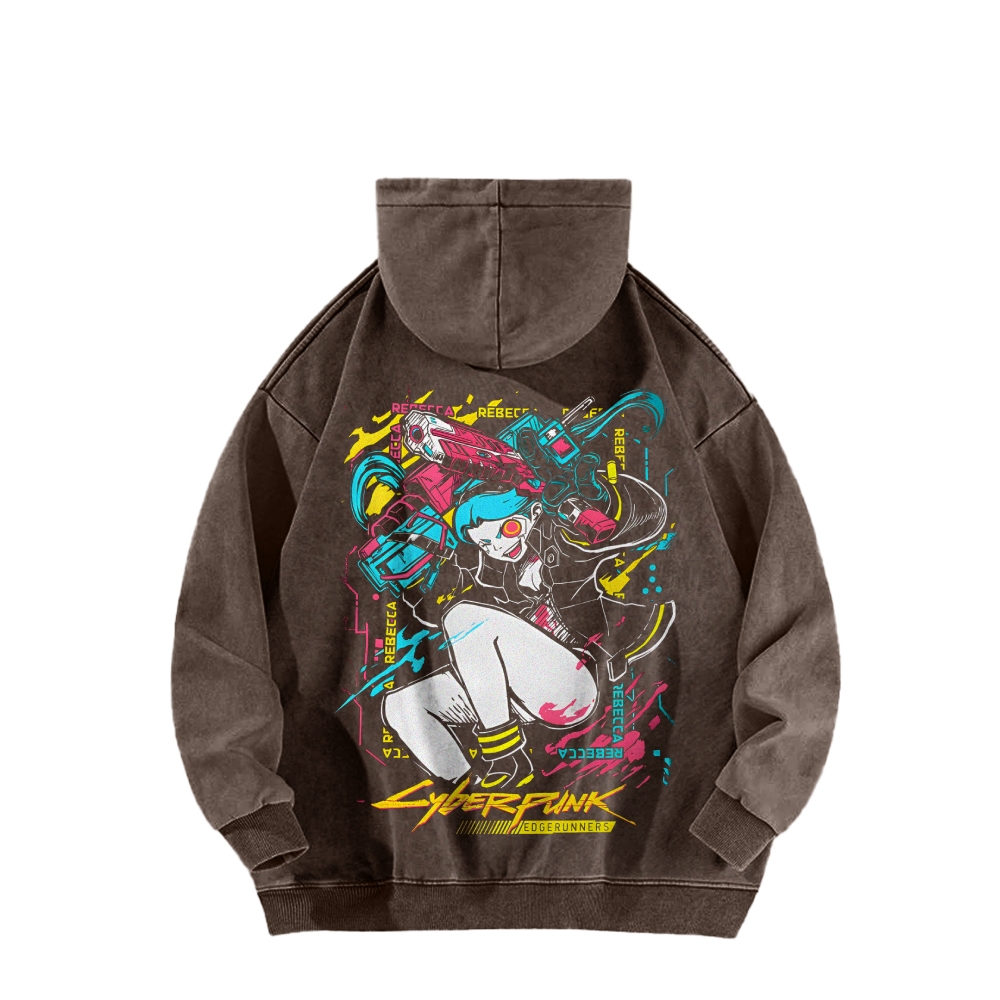 Cyberpunk: Edgerunners Casual Washed Hoodie 2507022448