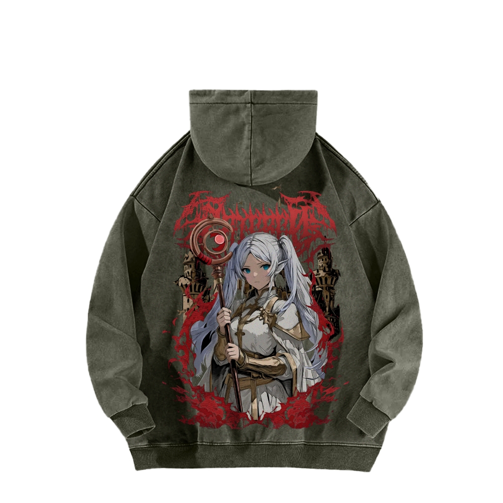 Frieren Casual Washed Hoodie 2508007199