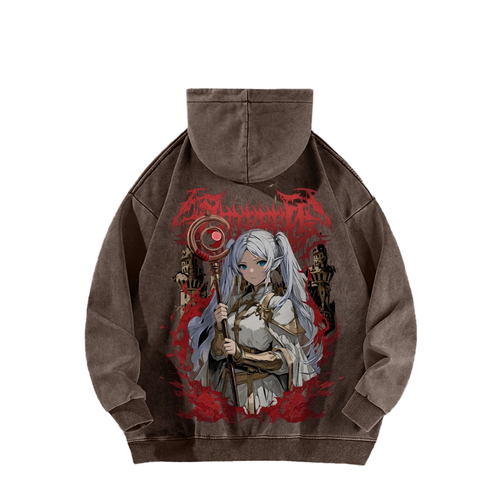 Frieren Casual Washed Hoodie 2508007199