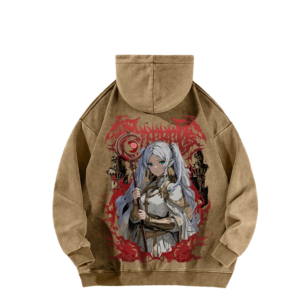 Frieren Casual Washed Hoodie 2508007199