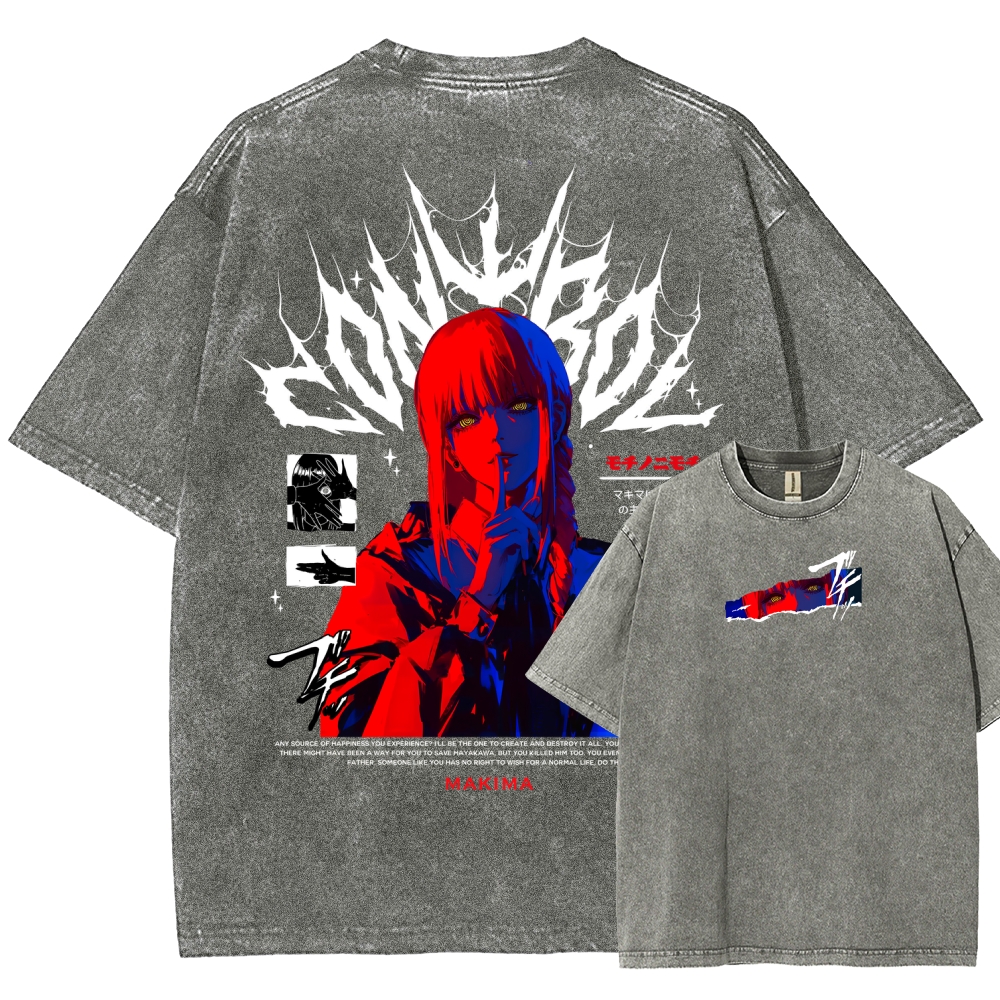 Chainsaw Man Makima Unisex Fit Washed T-Shirt 2508007831