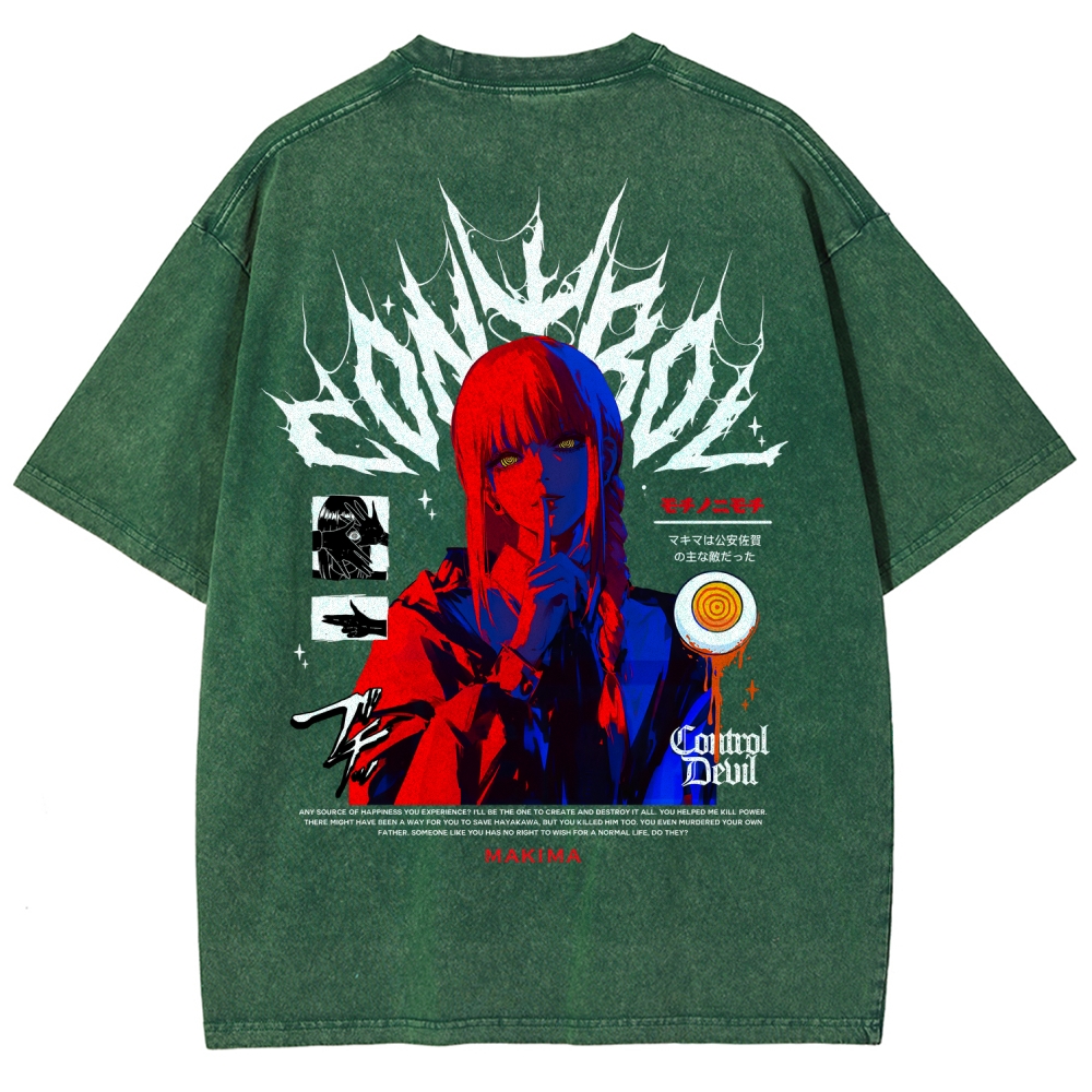 Chainsaw Man Makima Unisex Fit Washed T-Shirt 2508007831