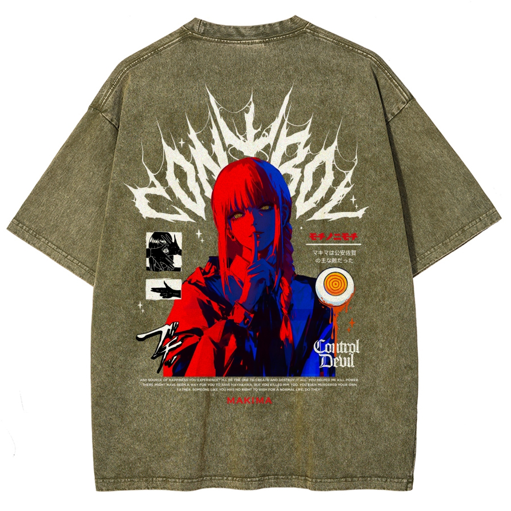 Chainsaw Man Makima Unisex Fit Washed T-Shirt 2508007831