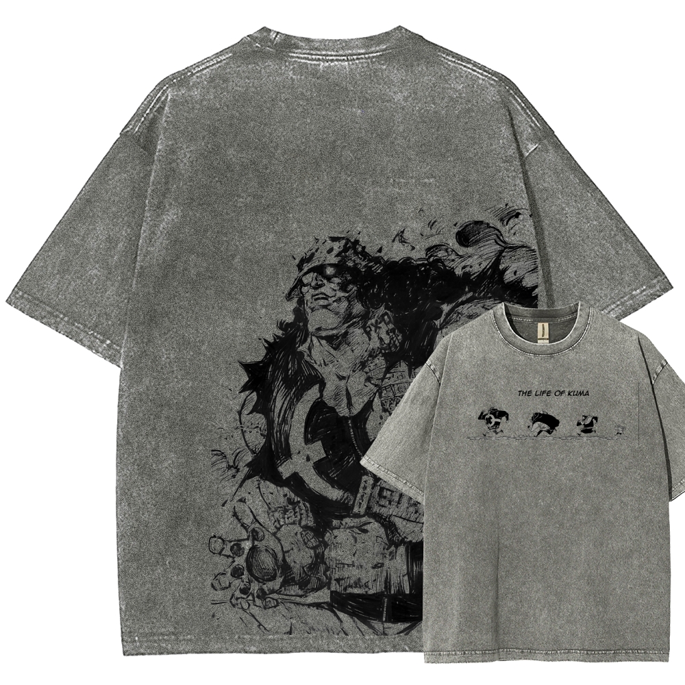 One Piece Bartholomew Kuma Unisex Fit Washed T-Shirt 2508016834