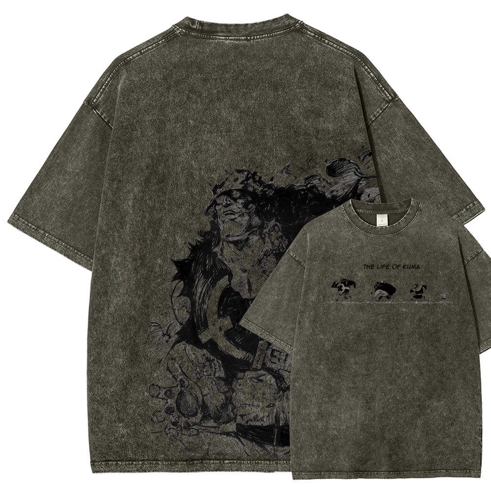 One Piece Bartholomew Kuma Unisex Fit Washed T-Shirt 2508016834