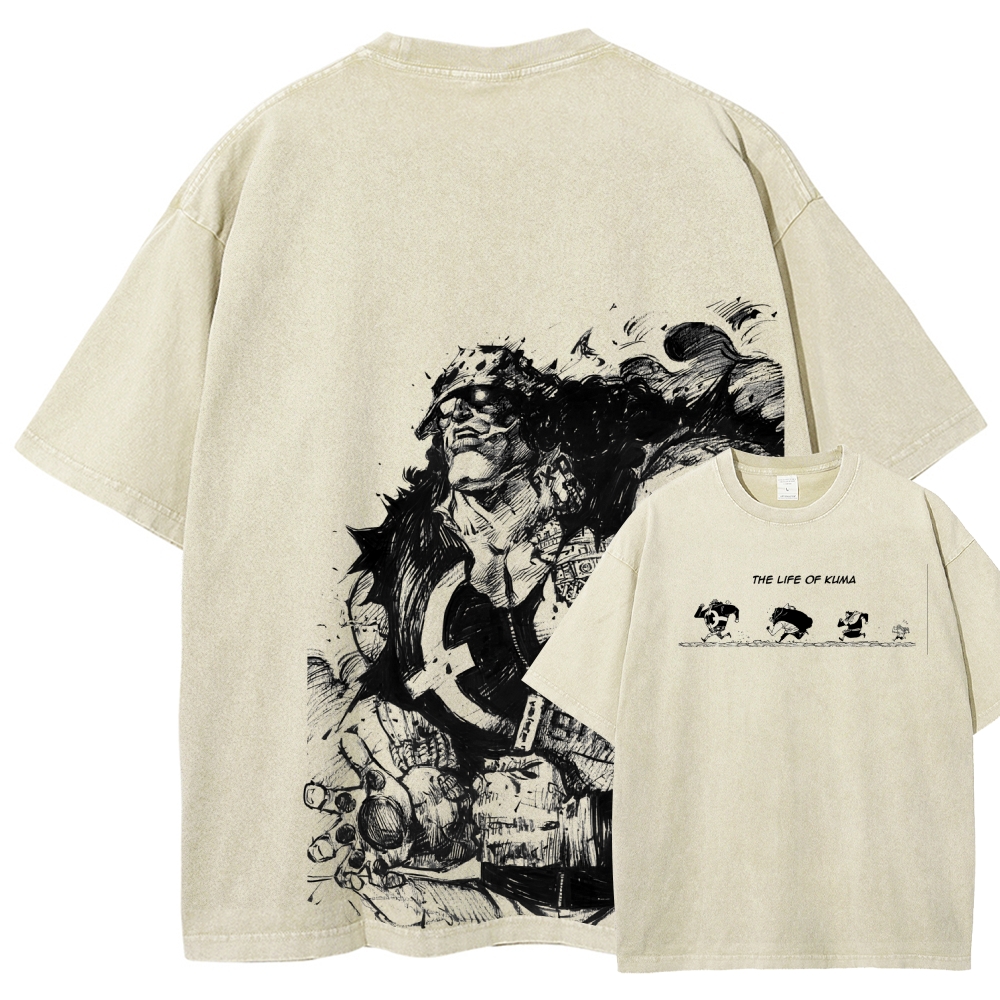 One Piece Bartholomew Kuma Unisex Fit Washed T-Shirt 2508016834