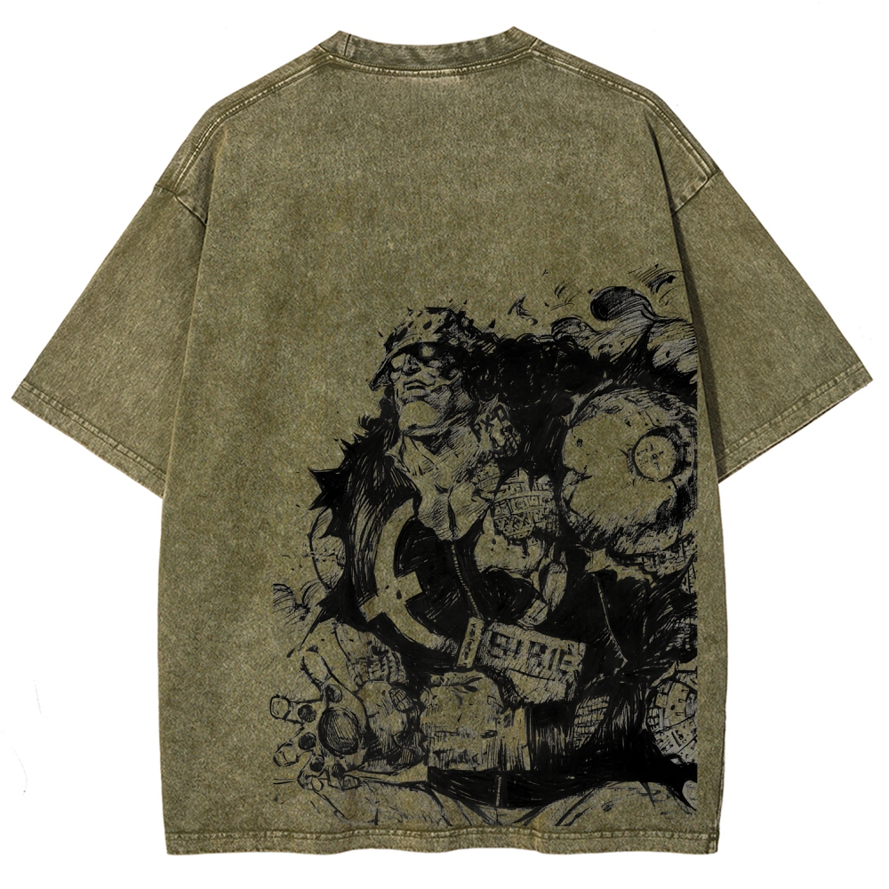 One Piece Bartholomew Kuma Unisex Fit Washed T-Shirt 2508016834