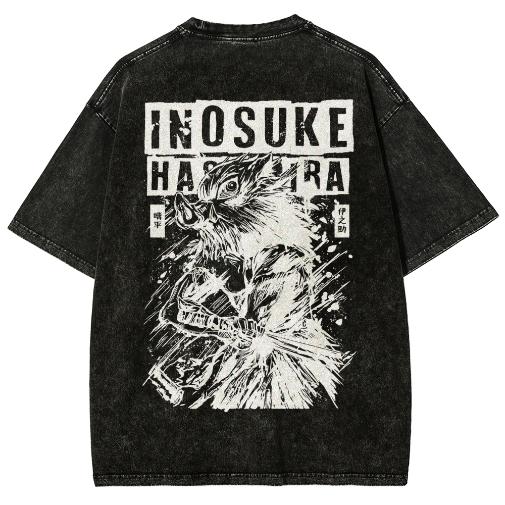 Demon Slayer Inosuke Unisex Fit Washed T-Shirt 2508024812