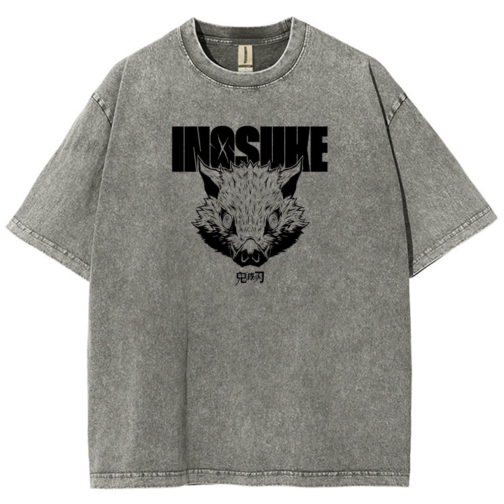 Demon Slayer Inosuke Unisex Fit Washed T-Shirt 2508024812