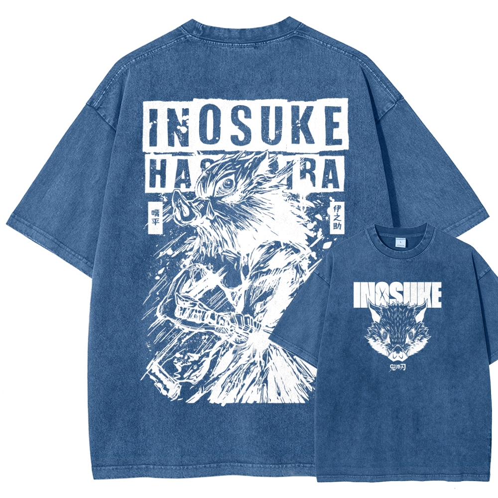 Demon Slayer Inosuke Unisex Fit Washed T-Shirt 2508024812