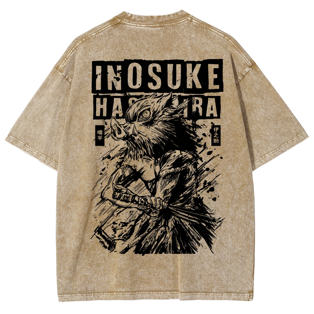 Demon Slayer Inosuke Unisex Fit Washed T-Shirt 2508024812