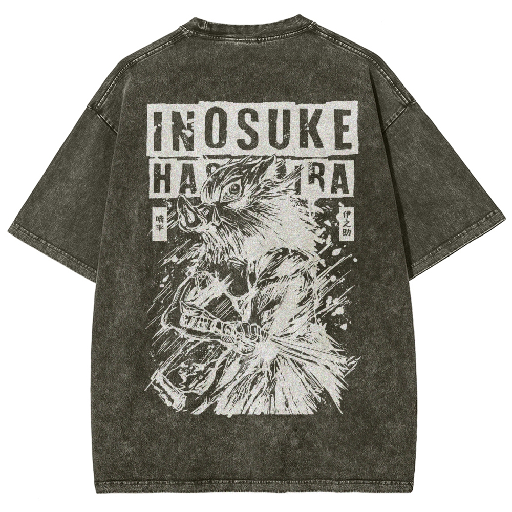 Demon Slayer Inosuke Unisex Fit Washed T-Shirt 2508024812