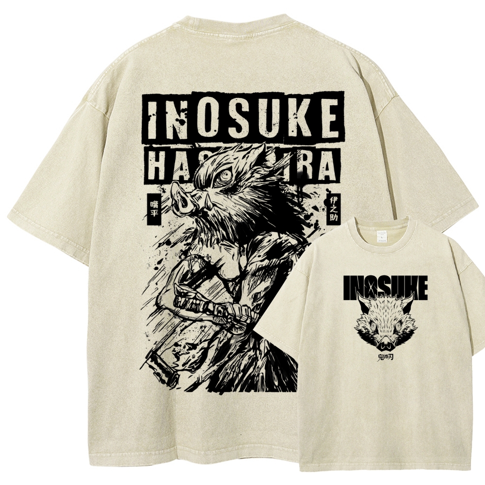 Demon Slayer Inosuke Unisex Fit Washed T-Shirt 2508024812
