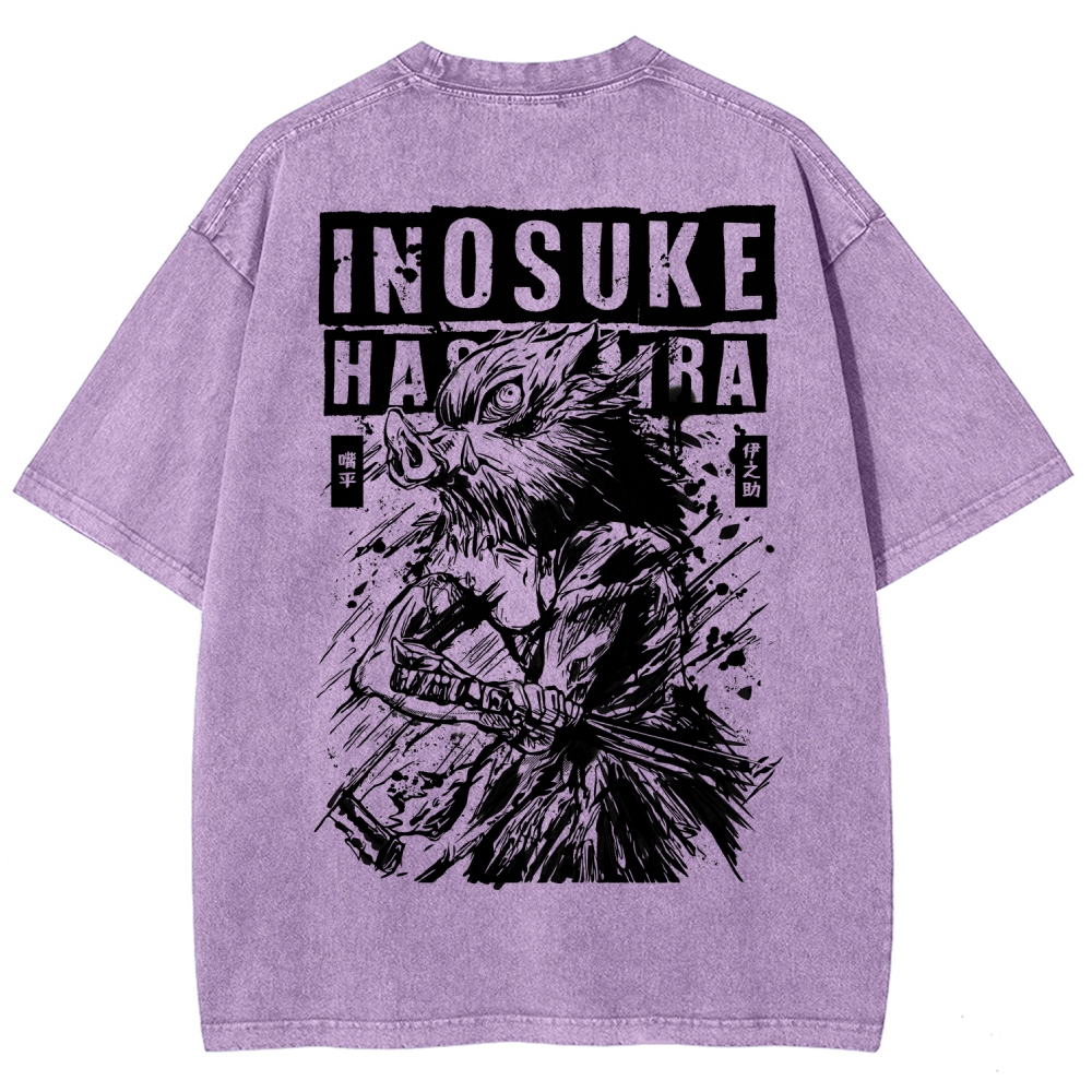 Demon Slayer Inosuke Unisex Fit Washed T-Shirt 2508024812